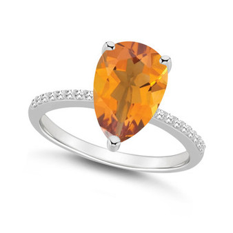 Women's Citrine (2-3/4 ct.t.w.) and Diamond (1/10 ct.t.w.) Ring in Sterling Silver
