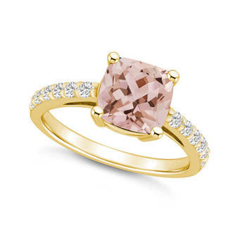 Morganite (2 Ct. T.W.) and Diamond (1/3 Ct. T.W.) Ring in 14K Yellow Gold