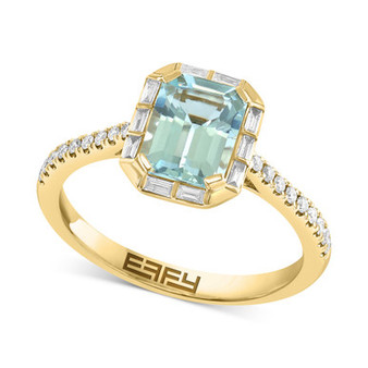 EFFY® Aquamarine (1-1/10 ct. t.w) & Diamond (1/4 ct. t.w.) Halo Ring in 14k Gold
