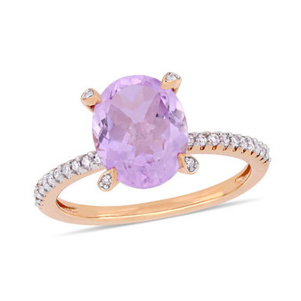 Pink Amethyst (2-3/8 ct.t.w.) and Diamond (1/10 ct.t.w.) Ring in 10k Rose Gold