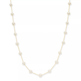 EFFY® Cultured Freshwater Pearl Station 18" Necklace in 14k Gold (5-1/2mm)