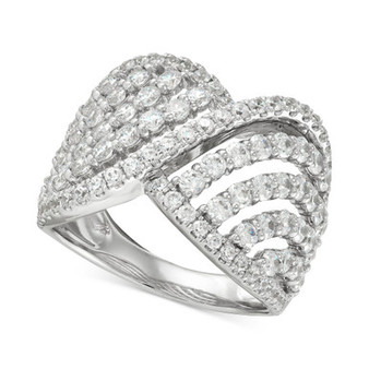 Cubic Zirconia Openwork Statement Ring in Sterling Silver