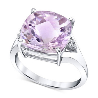 Pink Amethyst (6-1/10 ct. t.w.) & Diamond (1/20 ct. t.w.) Statement Ring in Sterling Silver