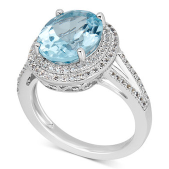 Blue Topaz (6-1/2 ct. t.w.) & White Topaz (1 ct. t.w.) Ring in Sterling Silver
