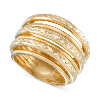 Polished & Textured Multirow Statement Ring in 10k Gold