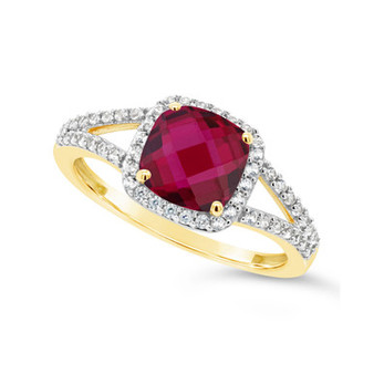 Created Ruby (1-3/4 ct. t.w.) and Created White Sapphire (1/4 ct. t.w.) Ring in 10k Yellow Gold