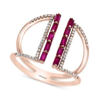 EFFY® Ruby (1/2 ct. t.w.) & Diamond (1/5 ct. t.w.) Statement Ring in 14k Rose Gold