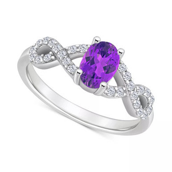 Rhodolite Garnet (1 ct. t.w.) & White Topaz (1/4 ct. t.w.) Twist Ring in Sterling Silver (Also in Citrine, Blue Topaz, Amethyst, & Periodt)