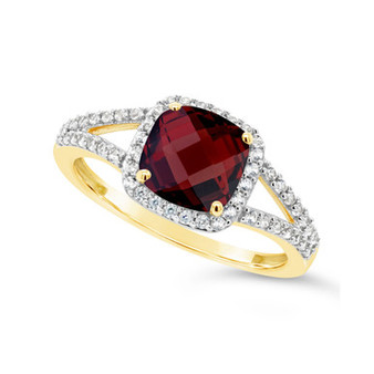 Garnet (2 ct. t.w.) and Created White Sapphire (1/4 ct. t.w.) Ring in 10k Yellow Gold