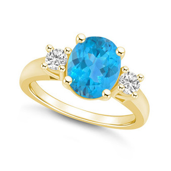 Blue Topaz and Diamond Ring (3-5/8 ct.t.w and 1/3 ct.t.w) 14K Yellow Gold