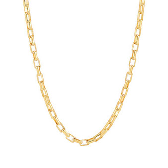 Oval Box Link Chain 20" Necklace (4mm) in 14k Gold-Plated Sterling Silver