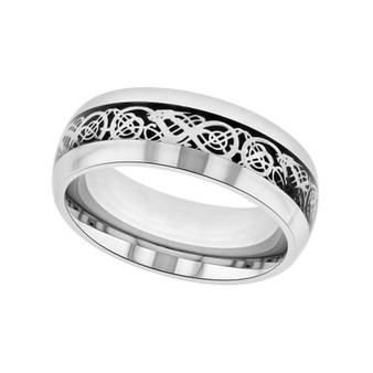 Macy's Men's Filigree Stainless Steel Wedding Band