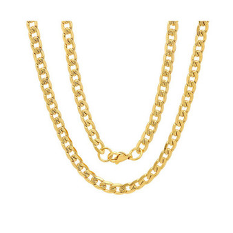 Men's 18k gold Plated Stainless Steel Accented 8mm Cuban Chain 24" Necklaces