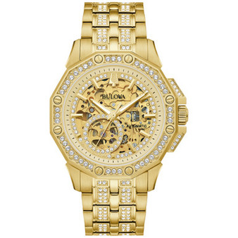 Men's Octava Automatic Crystal-Accent Gold-Tone Stainless Steel Bracelet Watch 41.7mm