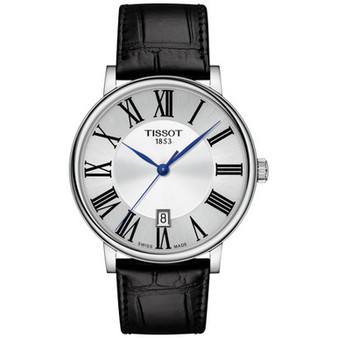 Men's Swiss Carson Premium Black Leather Strap Watch 40mm