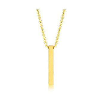 Mens Stainless Steel Vertical Bar Necklace - Gold Plated