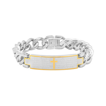 Macy's Men's The Lord's Prayer Id Link Bracelet in Two-Tone Stainless Steel