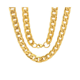 Men's 18k gold Plated Stainless Steel Accented 6mm Cuban Chain 24" Necklaces