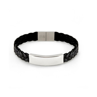 Men's Brai Ded Leather Id Bracelet