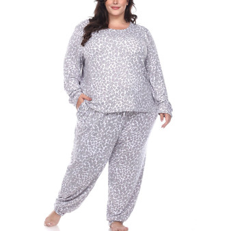 Plus Size Leopard Lounge Set, 2-Piece