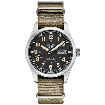 Men's Automatic 5 Sports Khaki Nylon Strap Watch 43mm
