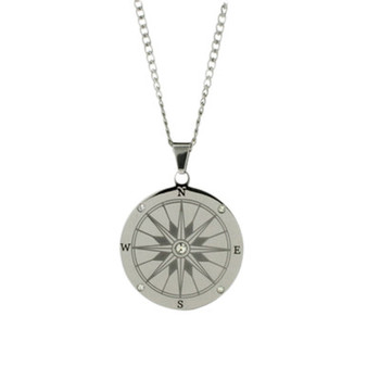 Men's Stainless Steel Compass Necklace