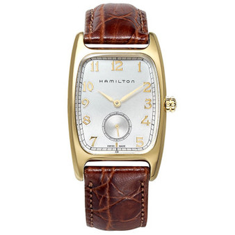 Men's Swiss Boulton Brown Leather Strap Watch 27mm H13431553