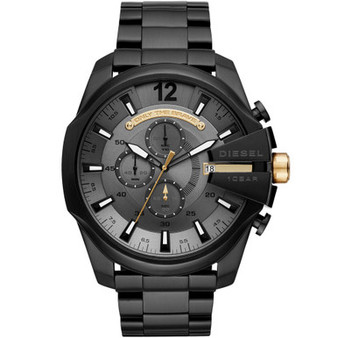 Men's Chronograph Mega Chief Black Stainless Steel Bracelet Watch 51mm