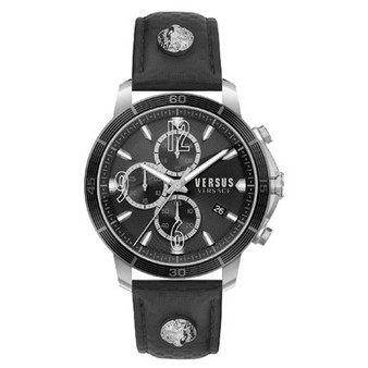 Men's Chronograph Quartz Bicocca Black Textured Leather Strap 46mm