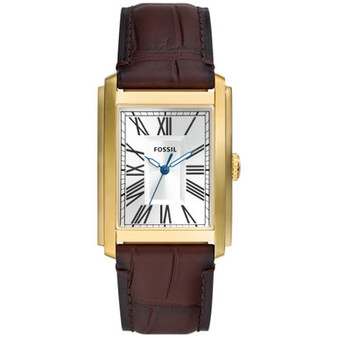 Men's Carraway Three-Hand Brown Genuine Leather Watch, 30mm