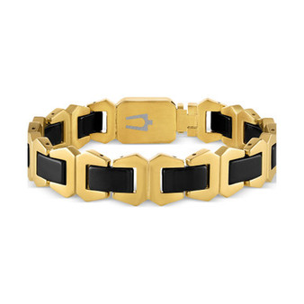 Men's Icon Black Ceramic Bracelet in Gold Ion-Plated Stainless Steel