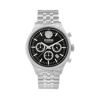 Men's Chronograph Date Quartz Colonne Silver-Tone Stainless Steel Bracelet 44mm