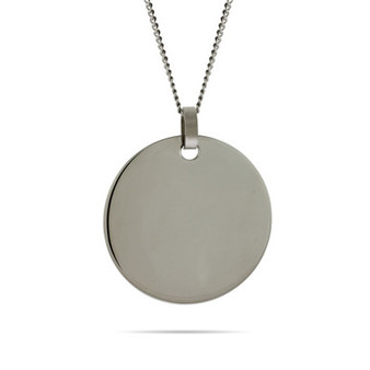 Men's Large Stainless Steel Round Tag on Curb Chain Necklace
