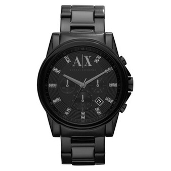 Men's Chronograph Black Stainless Steel Bracelet Watch 45mm