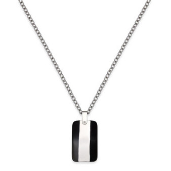 Men's Two-Tone Stainless Steel Dog Tag Pendant Necklace