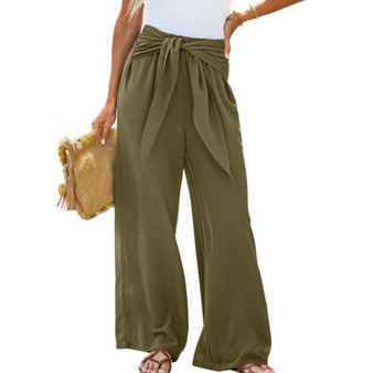 Women's Knotted Sash High Waist Pants