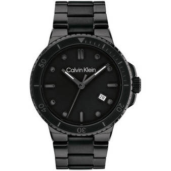 Men's Black Stainless Steel Bracelet Watch 44mm