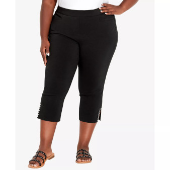 Plus Size Super Stretch Split Hem Capri Pants