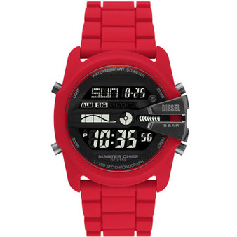 Men's Master Chief Digital Red Silicone Strap Watch 44mm