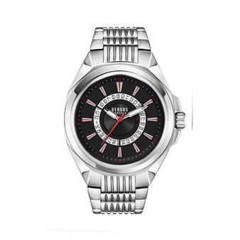 Men's Three-Hand Date Quartz Revo Silver-Tone Stainless Steel Bracelet 44mm