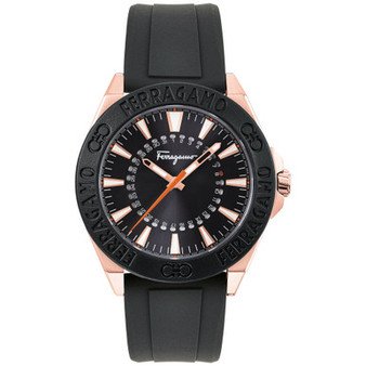 Men's Swiss Ferragamo Ferragamo Black Silicone Strap Watch 43mm