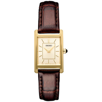 Women's Essentials Brown Leather Strap Watch 19mm