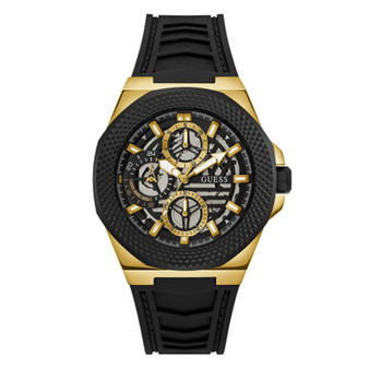 Men's Multifunction Black Silicone Watch 44mm