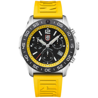 Men's Swiss Chronograph Pacific Diver Yellow Rubber Strap Watch 44mm