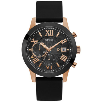 Men's Black Silicone Strap Watch 45mm