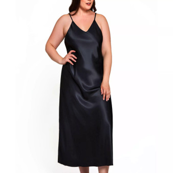 Plus Size Victoria Long Satin Lingerie Gown with Low Back