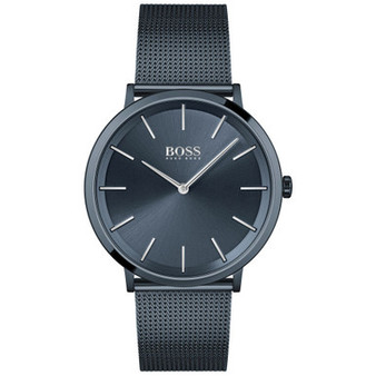 HUGO Men's Skyliner Dark Blue Stainless Steel Mesh Bracelet Watch 40mm