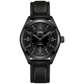 Men's Swiss Automatic Khaki Field Black Rubber Strap Watch 42mm H70695735