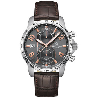 Men's Swiss Automatic Chronograph DS Podium Brown Leather Strap Watch 44mm