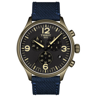 Men's Swiss Chronograph Tissot Chrono XL Blue Fabric Strap Watch 45mm